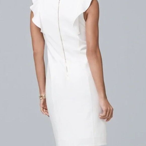 White House Black Market Ruffle-Shoulder Sheath Dress size 6 Flutter Sleeve - Picture 3 of 9